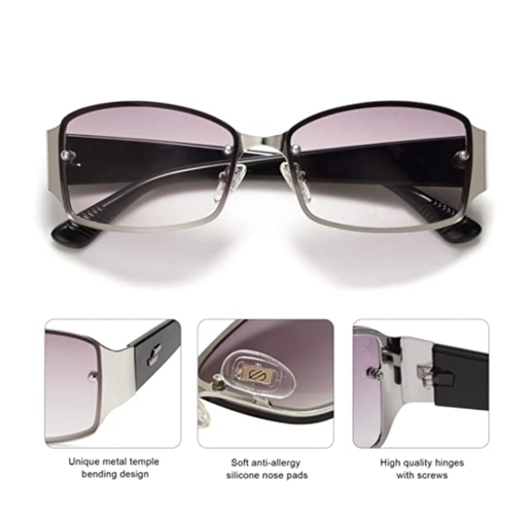 New Vintage Sunglasses for Women Men Rectangle Rimless Metal Shades main image 4
